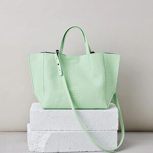 NWT Ampersand as Apostrophe Half Tote • Mint Green Python-Embossed Leather